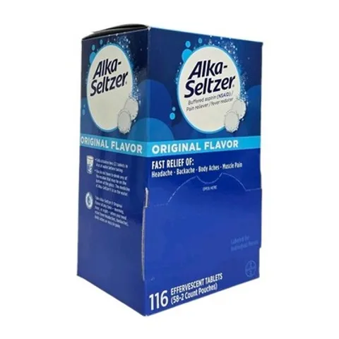 Hộp 116 viên sủi giảm đau hạ sốt Alka Seltzer Buffered Aspirin Pain Fever hàng chuẩn Mỹ