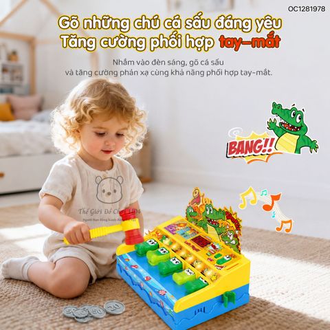 Đồ chơi giải trí đập đầu cá sấu Five Star 6 cấp độ giúp bé rèn luyện phản xạ và phát triển vận động tinh