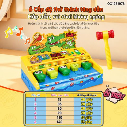 Đồ chơi giải trí đập đầu cá sấu Five Star 6 cấp độ giúp bé rèn luyện phản xạ và phát triển vận động tinh