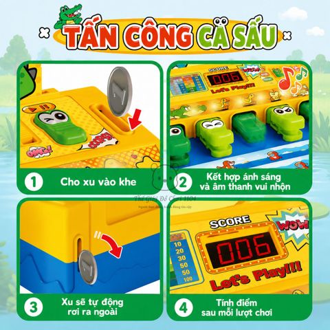 Đồ chơi giải trí đập đầu cá sấu Five Star 6 cấp độ giúp bé rèn luyện phản xạ và phát triển vận động tinh