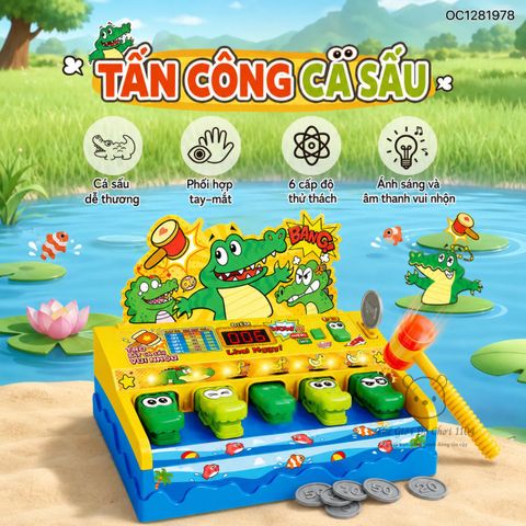 Đồ chơi giải trí đập đầu cá sấu Five Star 6 cấp độ giúp bé rèn luyện phản xạ và phát triển vận động tinh