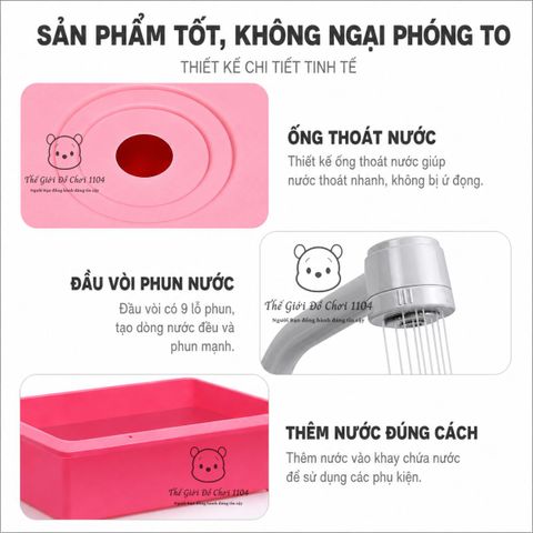 Đồ chơi bồn rửa chén bát cho bé 26 chi tiết vòi tự động dùng pin giúp bé phát triển trí tuệ Thế giới đồ chơi 1104
