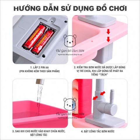 Đồ chơi bồn rửa chén bát cho bé 26 chi tiết vòi tự động dùng pin giúp bé phát triển trí tuệ Thế giới đồ chơi 1104