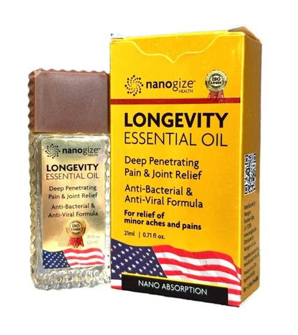 Dầu gió vàng Nanogize Longevity Essential Oil Mỹ 21ml/chai 