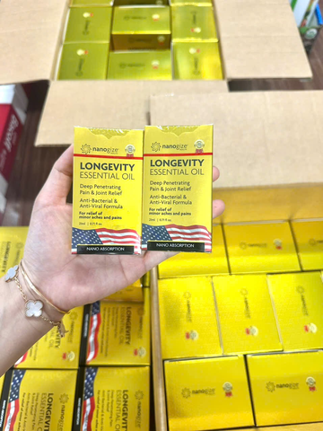 Dầu gió vàng Nanogize Longevity Essential Oil Mỹ 21ml/chai 