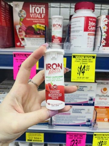 Iron Melts 50 Viên – Viên Ngậm Bổ Sung Sắt, Axit Folic, Vitamin B12 Và Vitamin C Hương Dâu