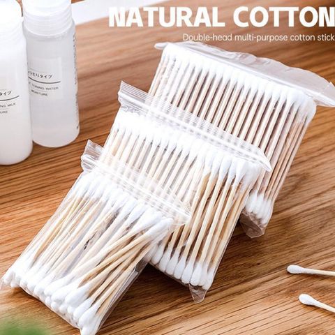 Combo 5 gói Tăm bông ngoáy tai 100 que thân gỗ tăm bông ráy tai nặn mụn(thân thiện với môi trường)
