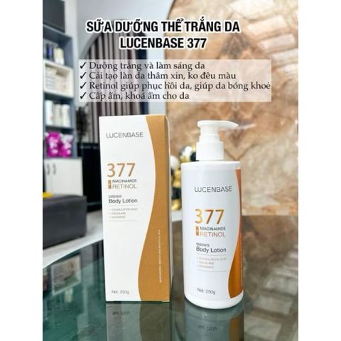 (Chính hãng) 250g Sữa dưỡng thể 377 Niacinamide Retinol LUCENBASE hỗ trợ khóa ẩm làm sáng da