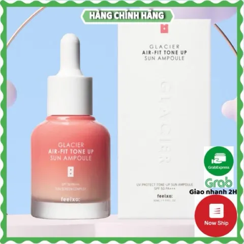 Tinh Chất Chống Nắng Dưỡng Trắng Nâng Tone Feelxo Glacier Air- Fit Tone Up Sun Ampoule SPF50+/PA+++ 30ML, Pink Tone Up