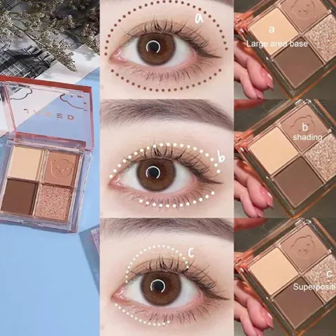 Bảng phấn mắt bốn màu gấu dễ thương Phấn mắt màu đất