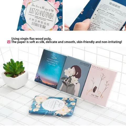 HOT Giấy Thấm Dầu Một Gói 50 Miếng trong nước Trung làm chủ dầu thừa ngấm dầu trên da hiệu quả