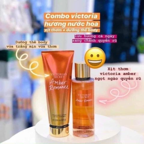 COMBO 2 CHAI KEM DƯỠNG THỂ + XỊT Victoria's Secret 250ml MÙI AMBER
