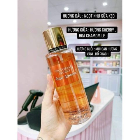 COMBO XỊT THƠM +DƯỠNG THỂ TOÀN THÂN VICTORIA’S SECRET FRAGRANCE MIST AMBER