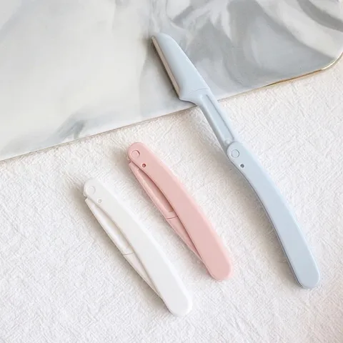 Set 3 cây Dao cạo lông mày dạng gấp gọn bằng thép không gì an toàn dễ sử dụng