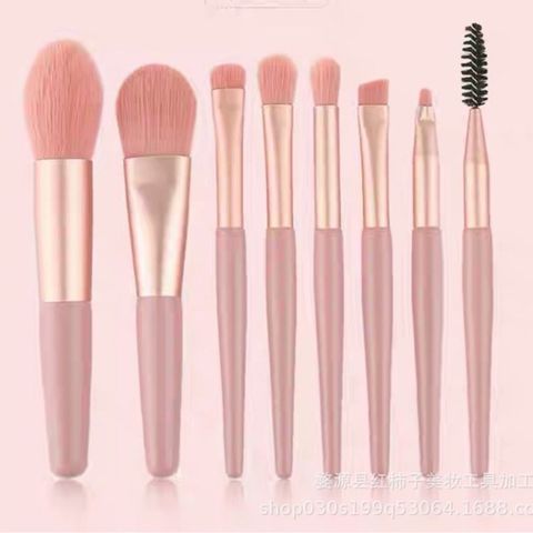 Full bộ cọ trang điểm cá nhân 8 cây tặng kèm túi Zip Vintage, Set cọ trang điểm gồm 8 cây lông dày mịn dễ tán phấn