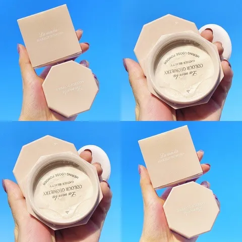 Phấn Phủ Lameila Dạng Bột Kiềm Dầu Phấn Make Up Powder Hình Lục Giác Vỏ Hồng