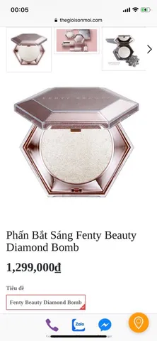 CÓ SẴN) PHẤN BẮT SÁNG – HIGHLIGHT ĐÌNH ĐÁM FENTY BEAUTY DIAMOND BOMB