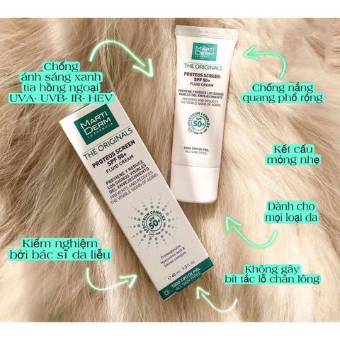 Kem Chống Nắng Marti The Originals Proteos Screen SPF50+ Phổ Rộng Toàn Diện Cho Mọi Loại Da 40ml