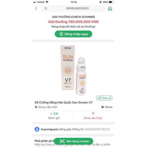 Kem chống nắng V7 SUN SCREEN SPF 50 PA+++