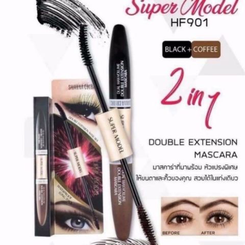 Chải mi Mascara 2 Đầu ( Đen - Nâu) SIVANNA COLORS Super Model Dual Max-Volume Double Extension Mascara