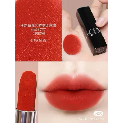 Son thỏi lì  D bản nắp hít Màu 777 Đỏ Cam 3,5g Fullsize
