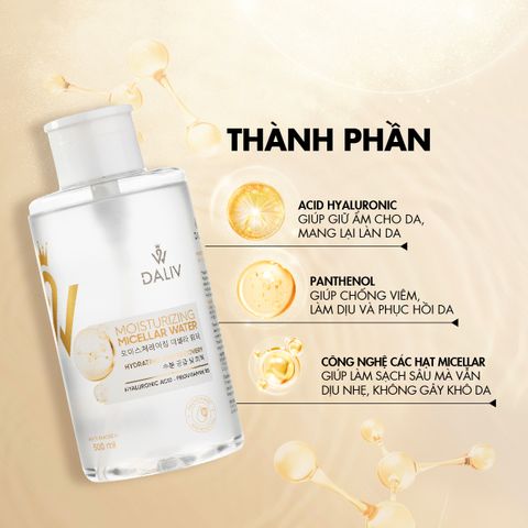 Nước Tẩy Trang Daliv Hàn Quốc 500ML - Dưỡng Ẩm Da, Làm Sạch Hiệu Quả, Phù Hợp Mọi Loại Da, Không Kích Ứng
