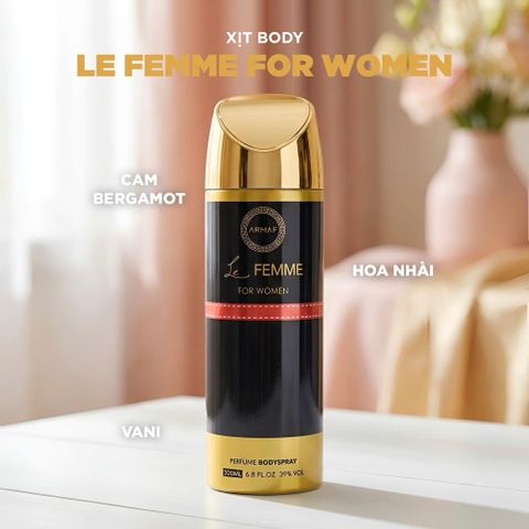 xịt thơm toàn thân Armaf Le Femme For Women Body Spray 200ml
