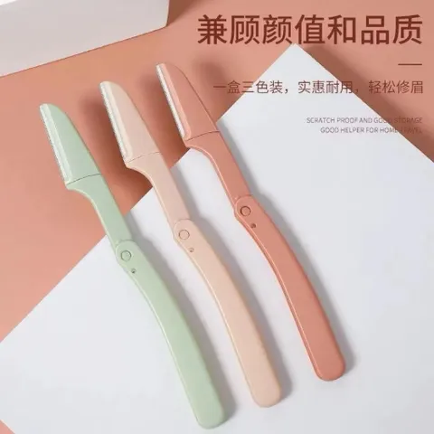 Hộp 3 Dao Cạo Lông Mày Gấp Gọn Màu Pastel Cute ( 1 Hộp/3 Cái)