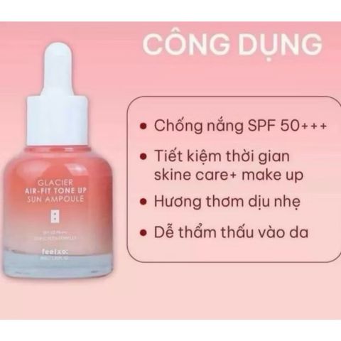 Tinh chất Chống Nắng Nâng Tone Serum Lovelycc Pink +Tinh Chất Feelxo Glacier Air-Fit Tone Up Sun SPF 50+ PA++