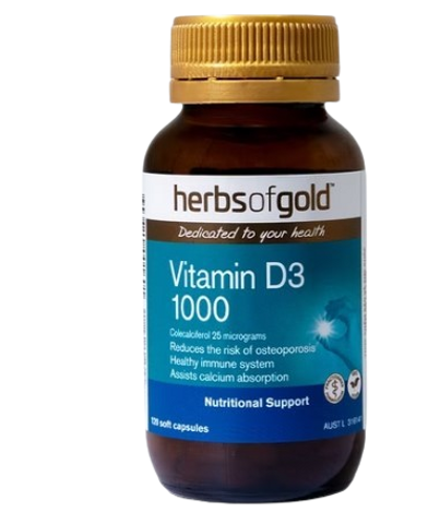 [Nhập khẩu] Herbs of Gold Vitamin D3 1000 - Viên Uống Bổ Sung Vitamin D (Lọ 120 Viên)