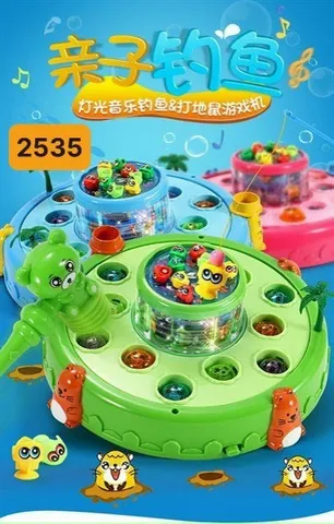  2535 - Bộ Đồ Chơi Trò Chơi Câu Cá Đập Chuột 2in1 Có Đèn Và Nhạc Giao Màu ngẫu nhiên