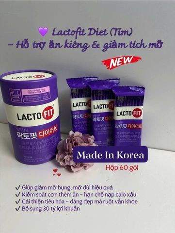 Men Vi Sinh Lacto Fit Diet Bản Tím 60 Gói - Hỗ Trợ Giảm Cân, Cải Thiện Tiêu Hóa Cho Người Ăn Kiêng và Tập Gym 758953