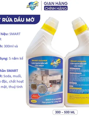 SMART CLEANER - Nước tẩy rửa dầu mỡ lâu ngày - SMART làm sạch nhanh xoong nồi, máy hút mùi 300/500ml
