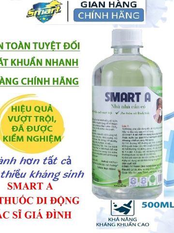 Dung dịch sát khuẩn Smart A 500ml  Mẫu mới 2025-Khửkhuẩn da, tai mũi họng-An toàn,không gây kích ứng