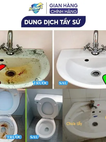 SMART TS-Nước tẩy rửa làm trắng đồ sứ,bồn cầu,rửa toilet, bồn tắm,sạch nhanh không hỏng men300/500ml