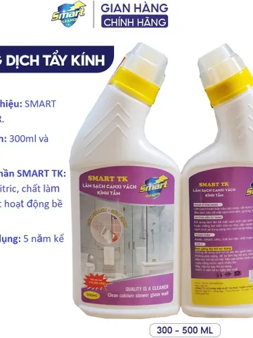 SMART TK - Nước tẩy cặn canxi SMART TK vách kính nhà tắm, nước tẩy rửa gương 300/500ml