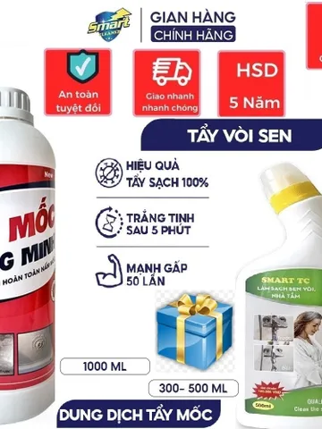 Combo SMART TK-TS-TC - Clear :Nước tẩy cặn-kính nhà tắm,đồ sứ,cặn Inox Vòi Sen,rửa dầu mỡ lâu ngày.