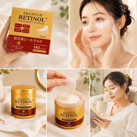 Mặt nạ mắt Yoshi Beauti Premium Retinol Eyemask Japan 140 miếng