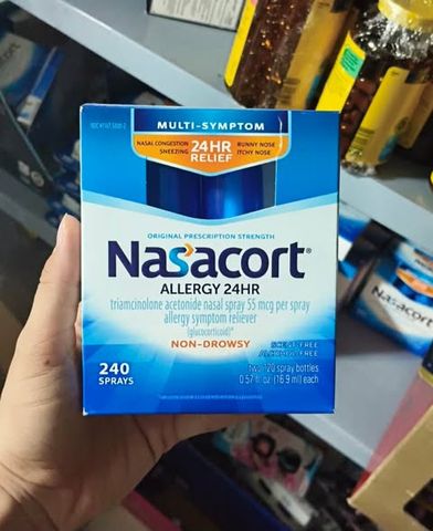 Xịt giảm viêm xoang, dị ứng Nasacort Allergy 24hr Non-Drowsy Nasal Spray 16,9ml x2 chai