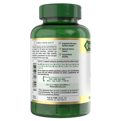 Viên Vitamin B12 2500mcg Nature’s Bounty 300 viên Auth usa