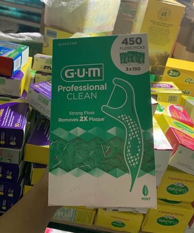 Tăm sợi chỉ nha khoa Gum Professional Clean Mint 450 cái