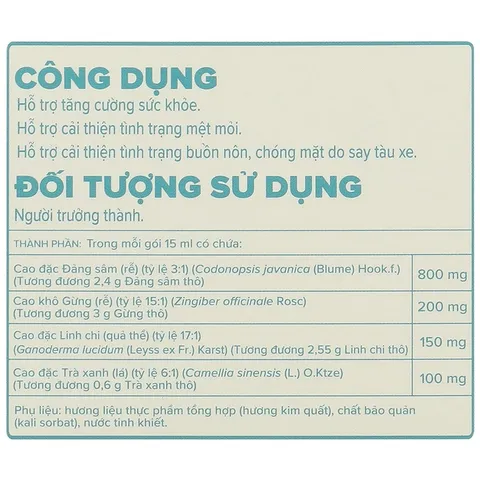 Easy Trip hỗ trợ cải thiện buồn nôn, chóng mặt do say tàu xe hộp 10 gói x 15ml