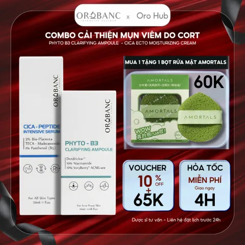 Combo Orobanc Cải Thiện Mụn, Phục Hồi Da Do Cort - Phyto B3 Acne Ampoule 20ml + Cica Peptide Serum 30ml