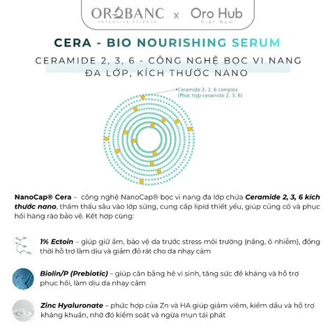 Tinh Chất Orobanc Giảm Mụn, Làm Dịu, Giảm Dầu, Phục Hồi Da Cera Bio Nourishing Serum 30ml