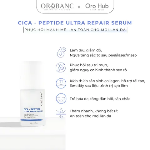 Tinh Chất Orobanc Phục Hồi, Tái Tạo Chuyên Sâu - Cica Peptide Ultra Repair Ampoule Serum 30ml