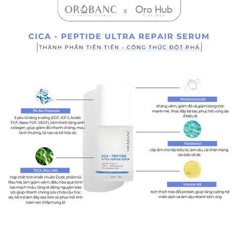 Combo Orobanc Dưỡng Sáng, Mờ Thâm - Cica Peptide Serum 30ml + Asta B3 Serum 30ml