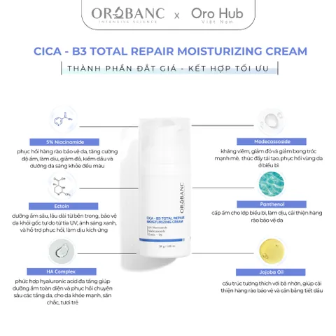 Kem Orobanc Dưỡng Ẩm, Làm Dịu Và Phục Hồi - Cica B3 Total Repair Moisturizing Cream 30g