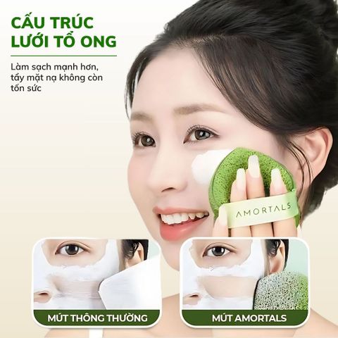 [QUÀ TẶNG CHÍNH HÃNG] Bọt biển rửa mặt Amortals hình giọt nước làm sạch da mặt nhẹ nhàng và dịu nhẹ.