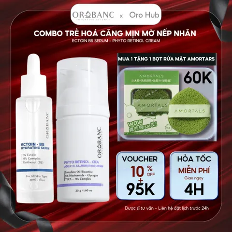 Combo Orobanc Trẻ Hoá Căng Mịn Mờ Nếp Nhăn - Ectoin B5 Serum 30ml - Phyto Retinol Cream 30gr