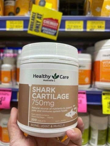 Viên uống Shark Cartilage 750mg Healthy Care Hỗ Trợ Thoái Hóa Khớp, Tăng Cường Sức Khỏe Xương Khớp và Làm Đẹp Da